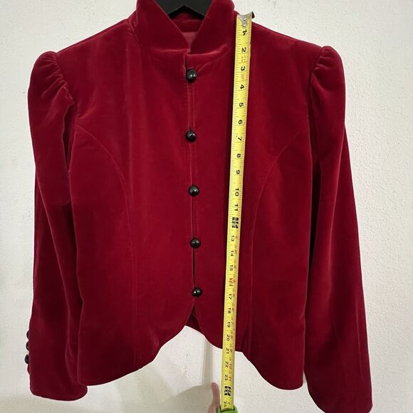Vintage Saint Laurent Rive Gauche Women’s Velvet Tylorean Jacket Size 40 Red - Picture 5 of 8